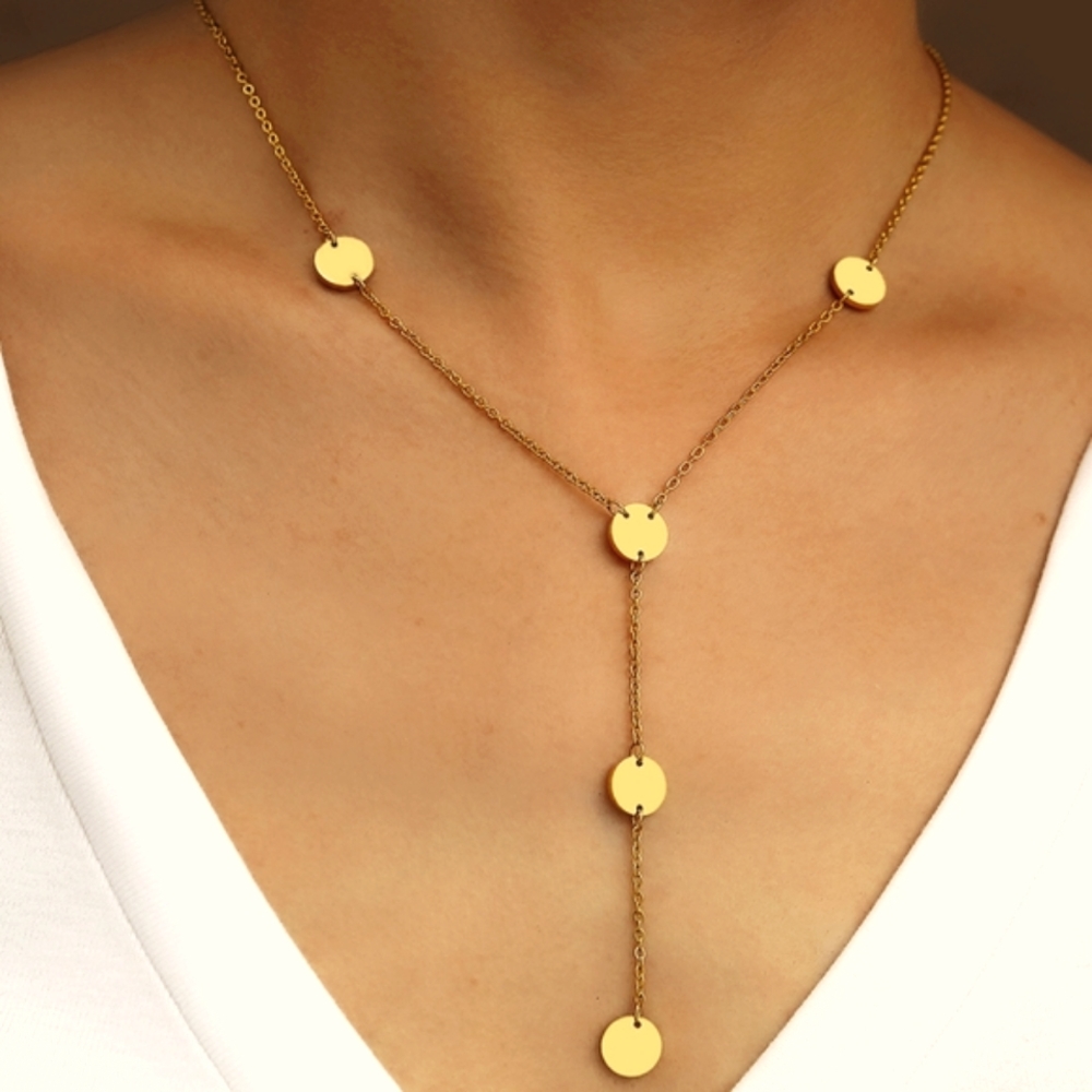 Long Tassel Round Pendants Necklace - Picture 5 of 6